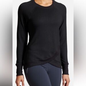 Athleta Black Overlap Hem Pullover Sweatshirt